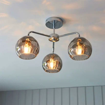 Smokey Mirrored Glass Ceiling Light