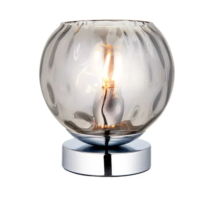 Smokey mirrored glass table lamp for bedroom, living room or dining room