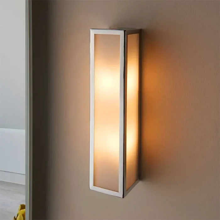 Chrome Frosted Glass Bathroom Wall Light