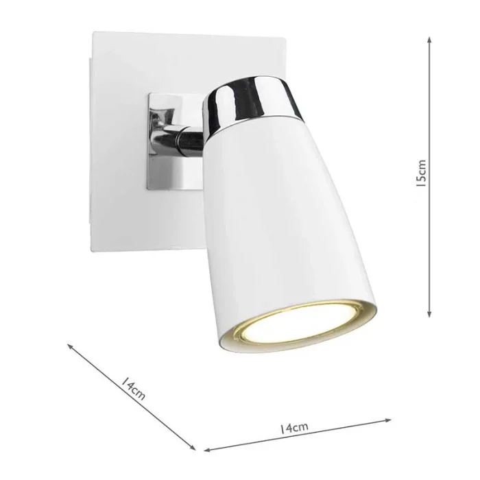 Matt White Polished Chrome Wall Spotlight