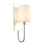 Mirrored Nickel Wall Light White Shade