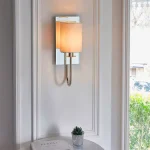 Mirrored Nickel Wall Light White Shade