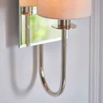 Mirrored Nickel Wall Light White Shade