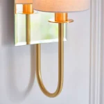 Mirrored Satin Brass Wall Light White Shade