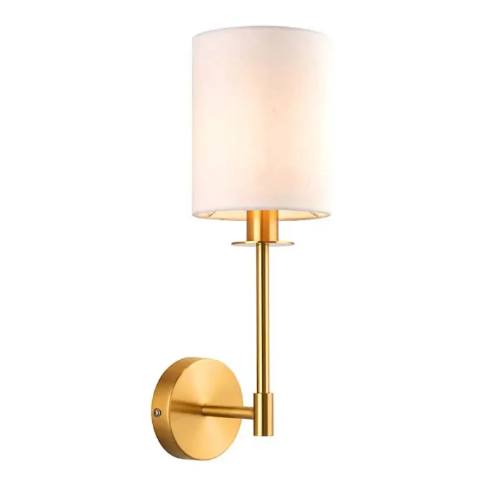 Modern Satin Brass Fabric Wall Light