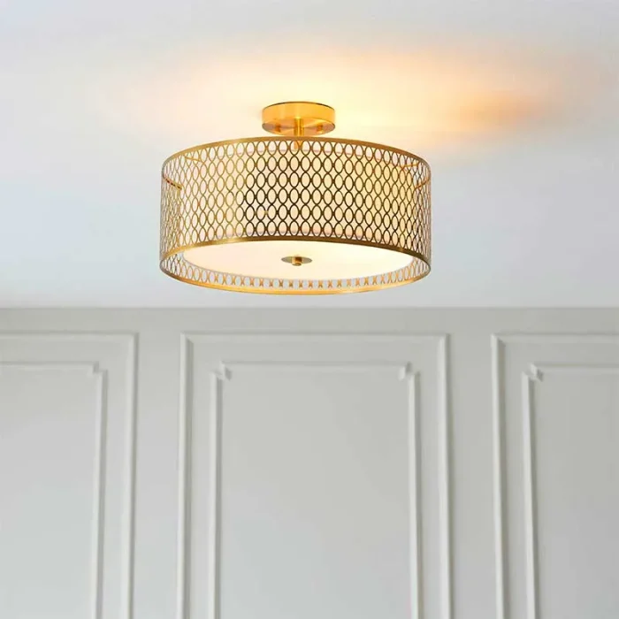 Classic Gold Semi Flush Pendant Light