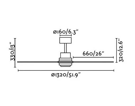 Dark Walnut Ceiling Fan Measurements