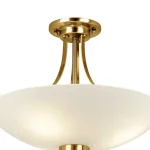 Semi flush design pendant ceiling light in antique brass finish