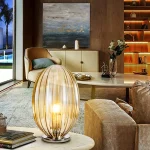 Table lamp with cognac glass shade