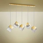 Cubic Shade Textured Glass Linear Bar Pendant Light