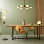 Gold & Black Dish Table Lamp, Floor Lamp and Pendant Light