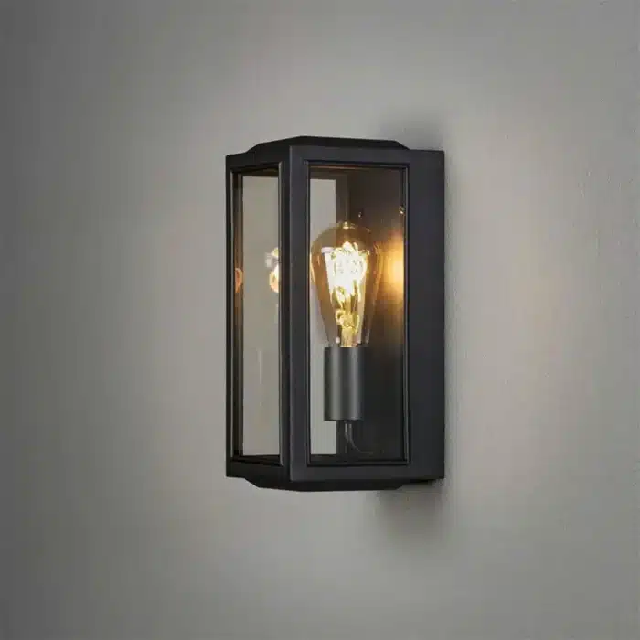 Black clear glass outdoor wall light vintage bulb view