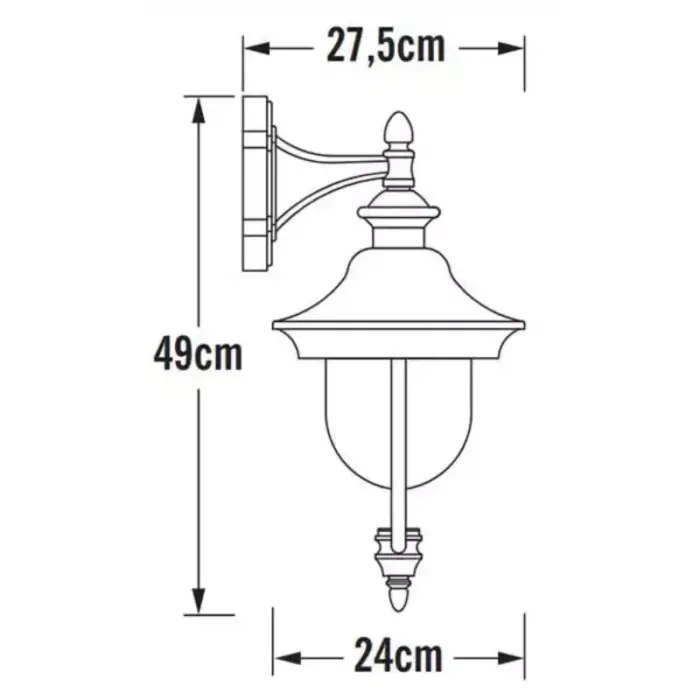 Black Downwards Outdoor Wall Lantern