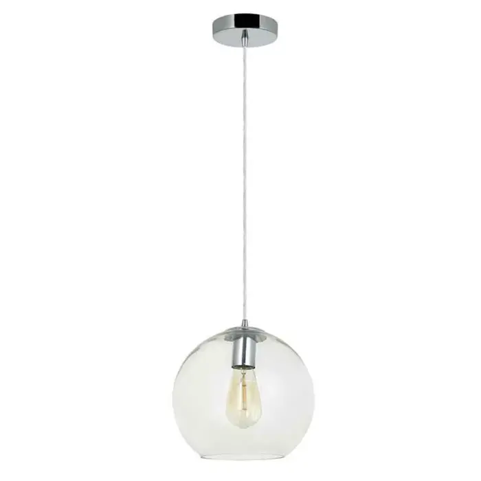 Clear globe glass medium single pendant light for kitchen island