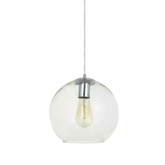 Clear globe glass medium single pendant light for kitchen island