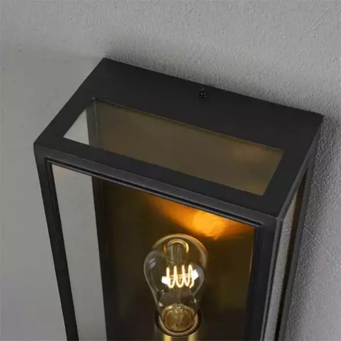 Matt Black Brass Outdoor Wall Light