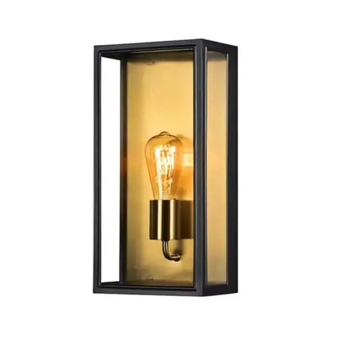 Matt Black Brass Outdoor Wall Light