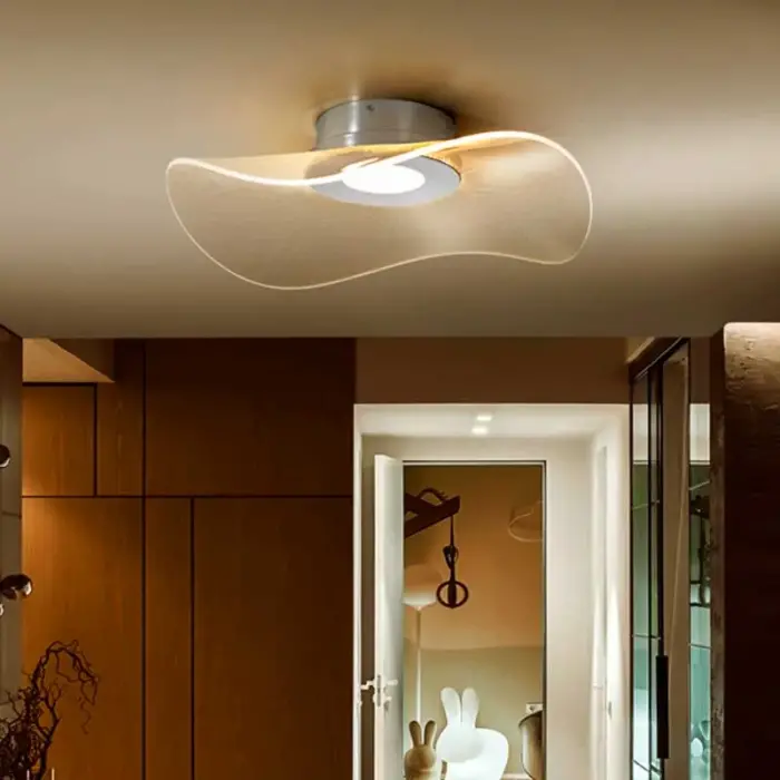 Modern chrome flush ceiling pendant light for living room, bedroom, dining room or hallway