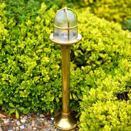 Modern nautical style brass bollard light