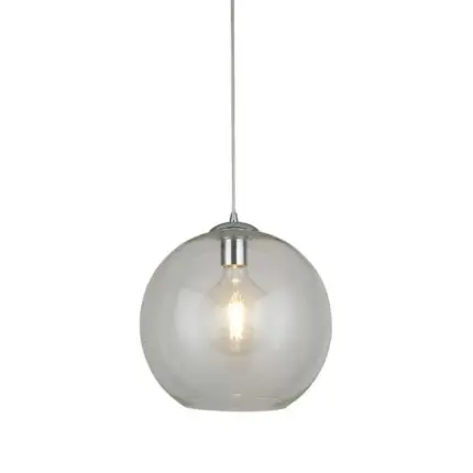 Clear globe glass single pendant light for kitchen island