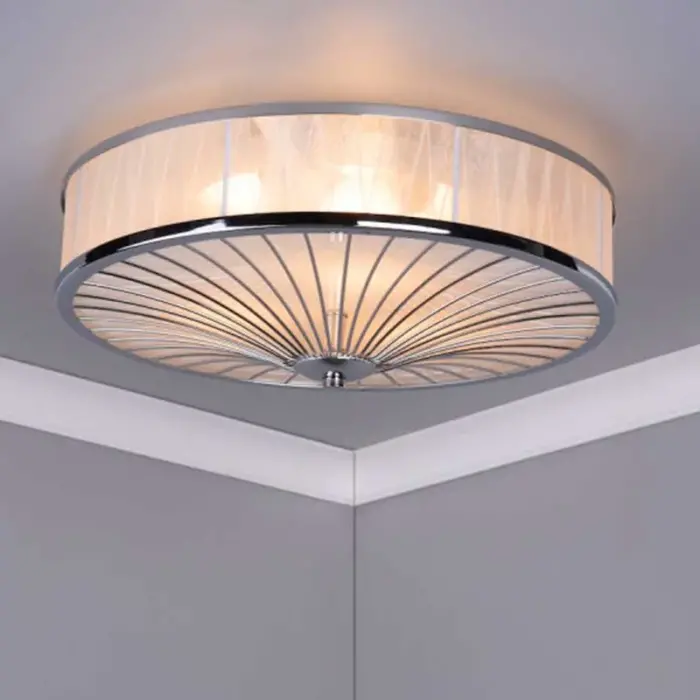 Flush pendant ceiling light in polished chrome finish