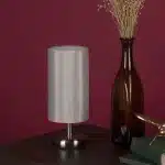 Satin Chrome Grey Textured Table Lamp