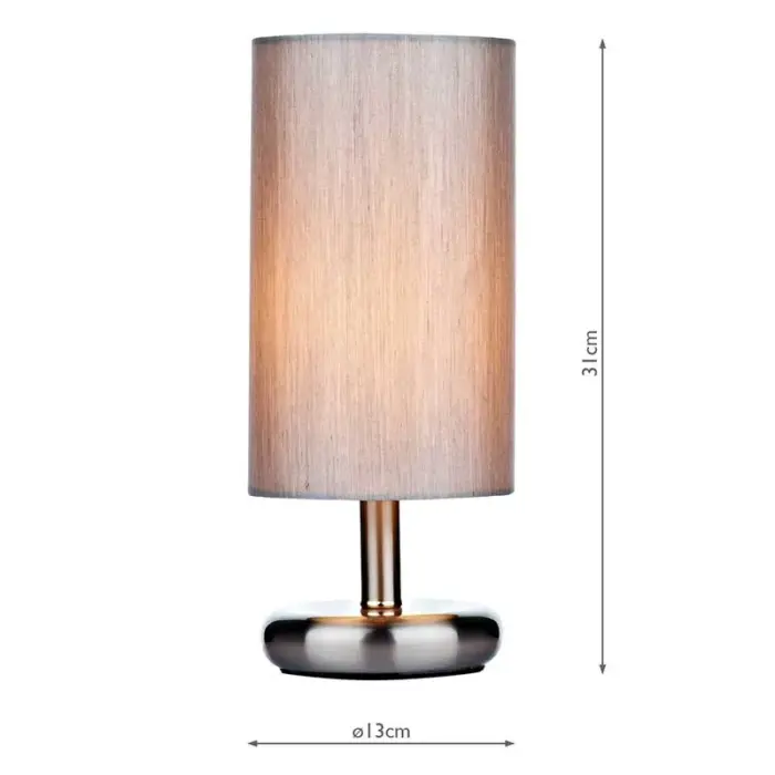 Satin Chrome Grey Textured Table Lamp