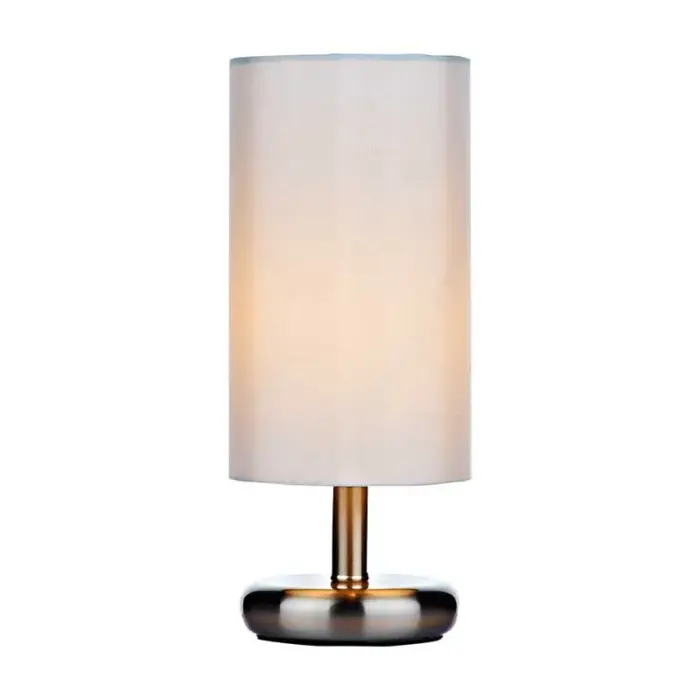 Satin Chrome Ivory Shade Table Lamp