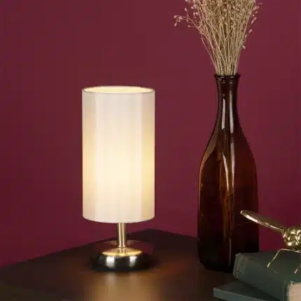 Satin Chrome Ivory Shade Touch Table Lamp