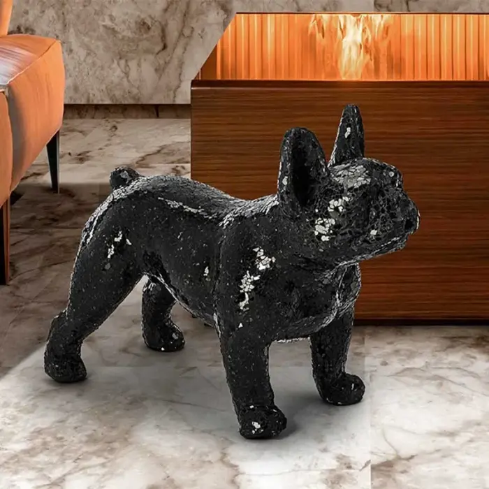 Decorative Black Bulldog Figure For Living Room or dining room decoration