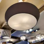 Large Grey Fabric Shade Pendant Light