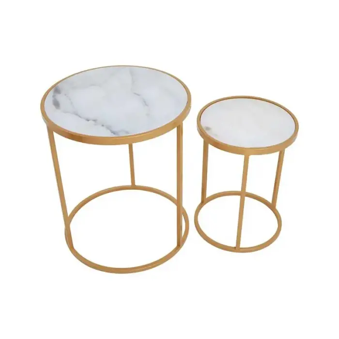 Marble Top Two Nesting Tables Set