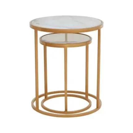 Marble Top Two Nesting Tables Set