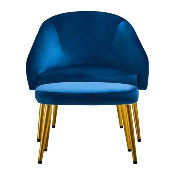 Midnight Blue Chair With Footstool