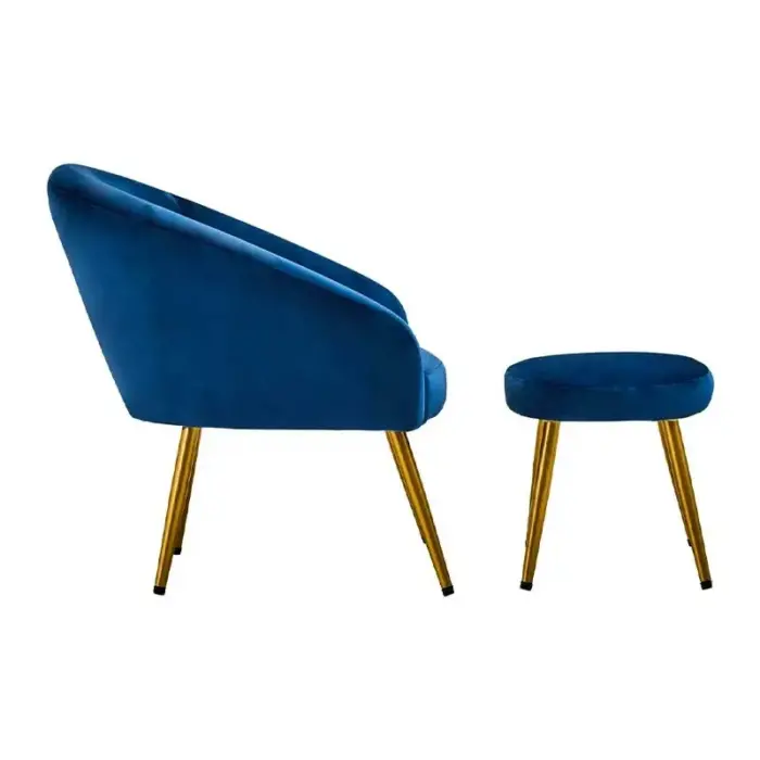 Midnight Blue Chair With Footstool