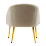 Mink velvet chair with footstool and gold metal finish legs