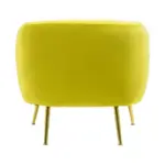 Olive velvet armchair with gold finish metal legs