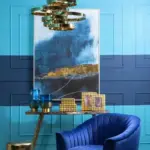 Blue Gold Wall Art Painting