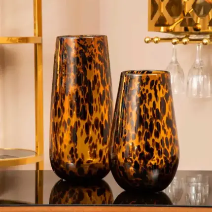 Large Tortoise Shell Glass Vase