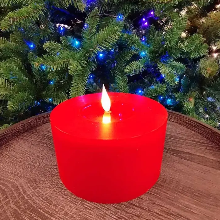 Red Battery Operated LED Pillar Candle