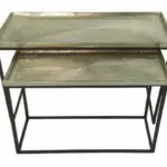 Set of 2 Black and Nickel Nesting Tables