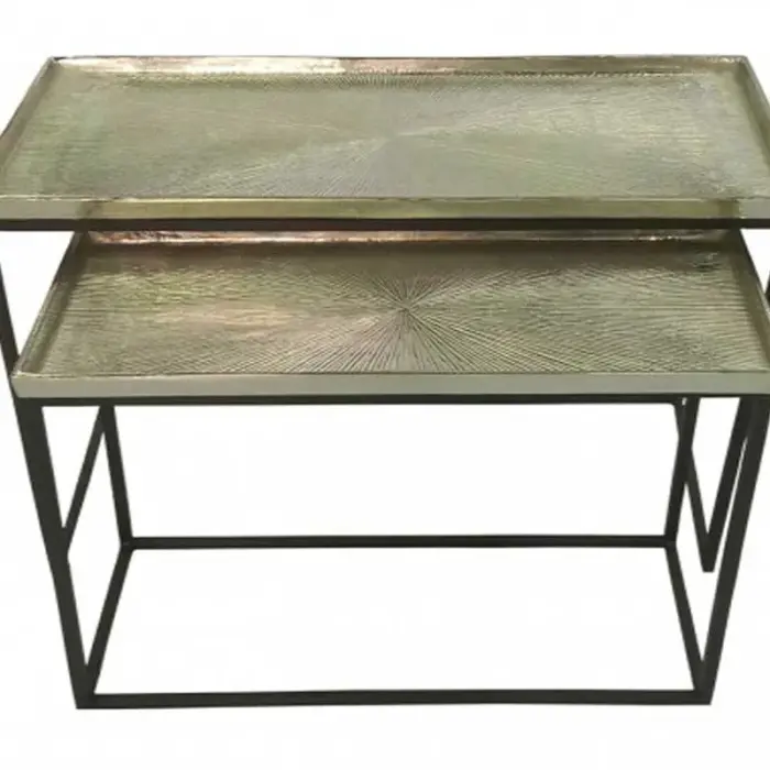 Set of 2 Black and Nickel Nesting Tables