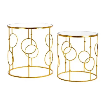 Set of 2 Gold Metal Side Tables