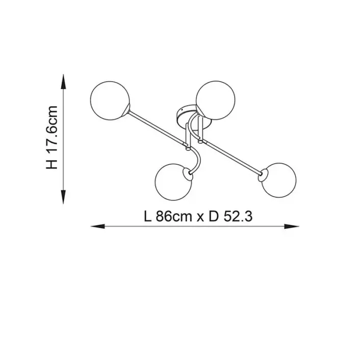 Measurements of otto 4lt semi flush ceiling light