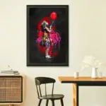 A beautiful wall art of a girl with the balloon