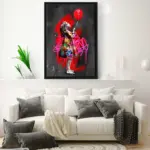 A beautiful wall art of a girl with the balloon