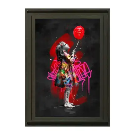 A beautiful wall art of a girl with the balloon