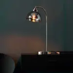 Modern bright nickel plated table lamp for living room, bedroom or dining room