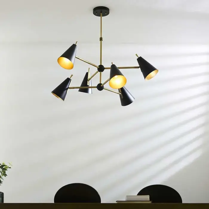 Modern matt black adjustable heads ceiling pendant light for living room, bedroom, dining room or hallway