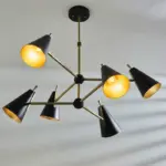 Modern matt black adjustable heads ceiling pendant light for living room, bedroom, dining room or hallway